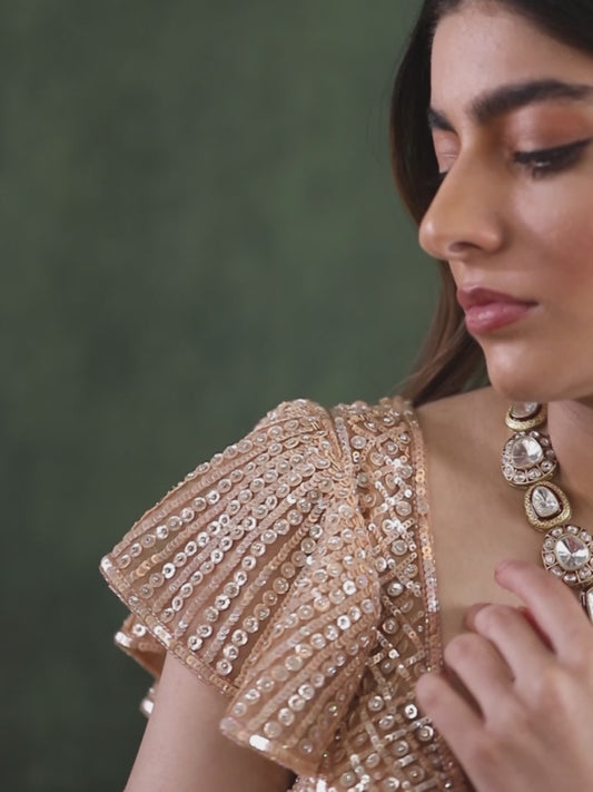 Gold Tone Polki Necklace Set for women