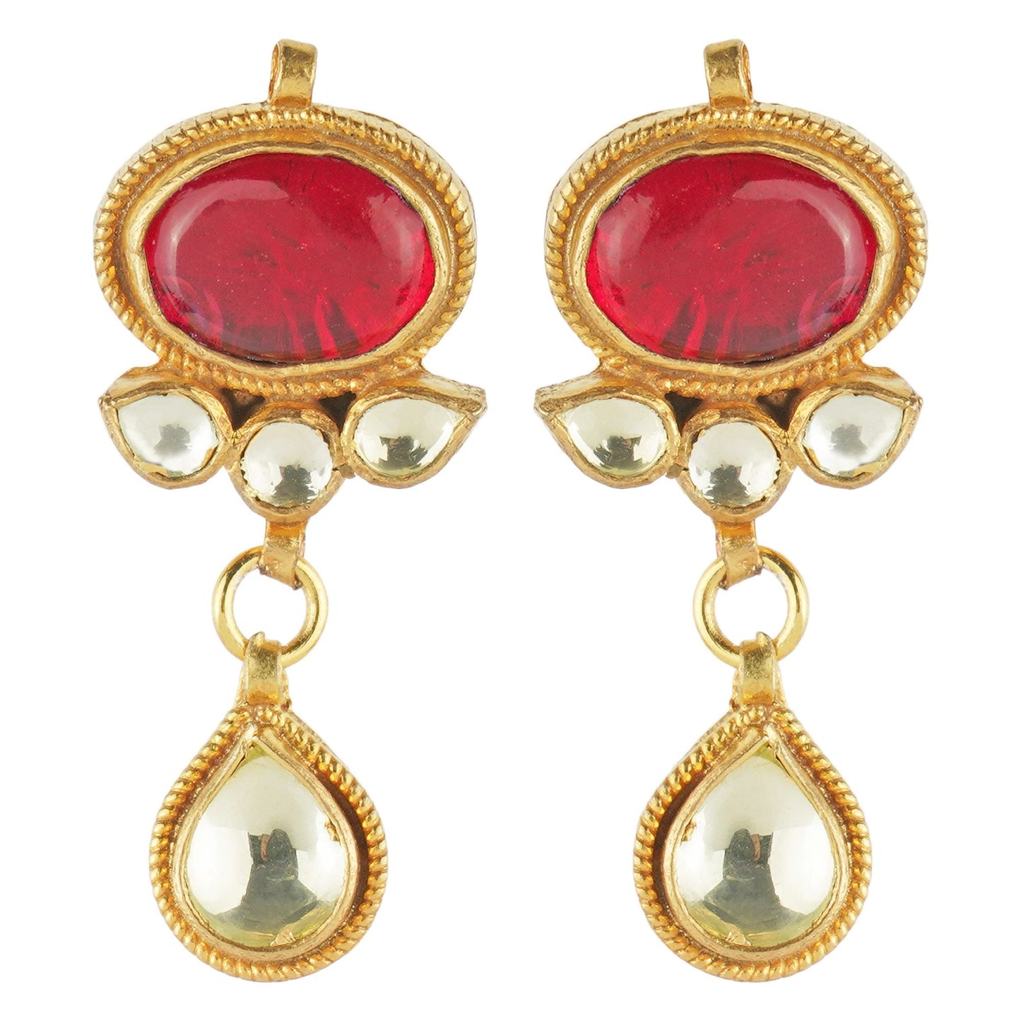 Pristine Choker Set with Red Semi Precious Stone - Auraa Trends - Necklaces Pristine Choker Set with Red Semi Precious Stone