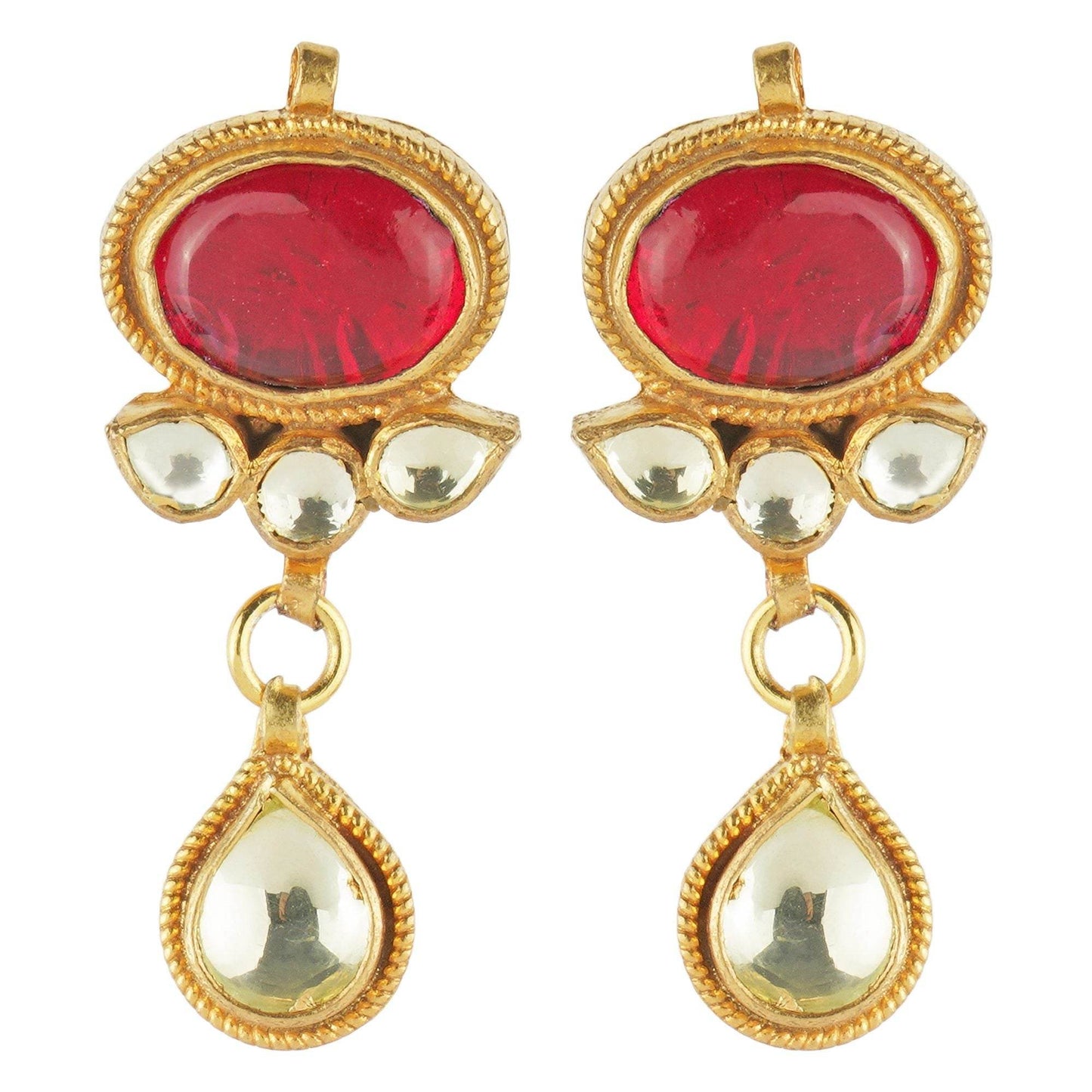 Pristine Choker Set with Red Semi Precious Stone - Auraa Trends