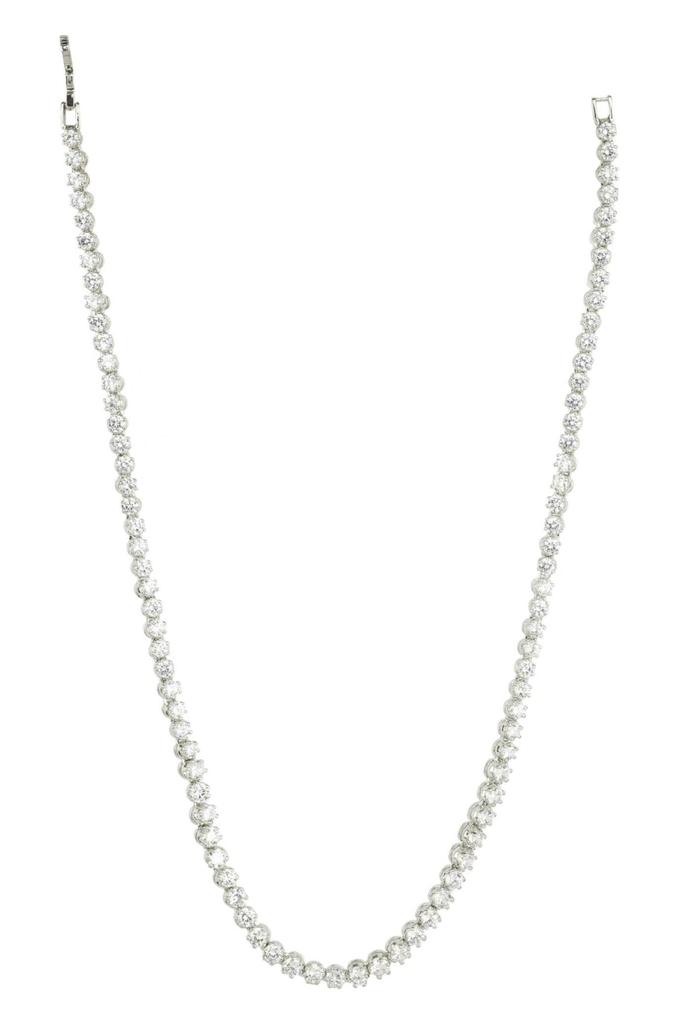 Pristine Rhodium Finish Diamond Necklace set - Auraa Trends