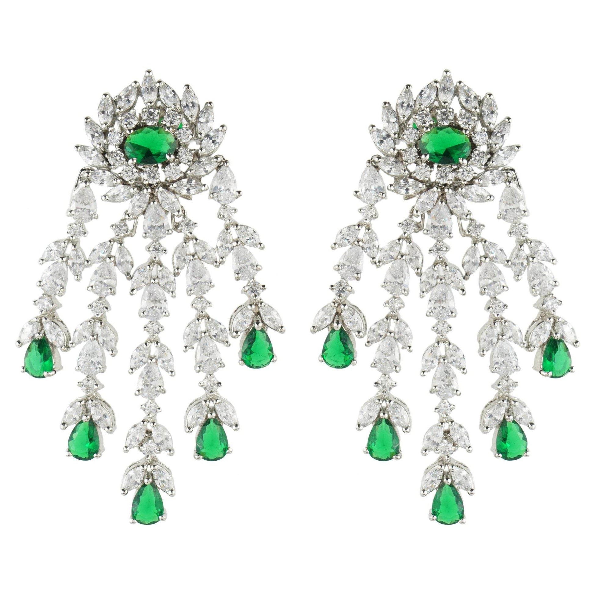 Queenly Diamonte Necklace Set - Auraa Trends