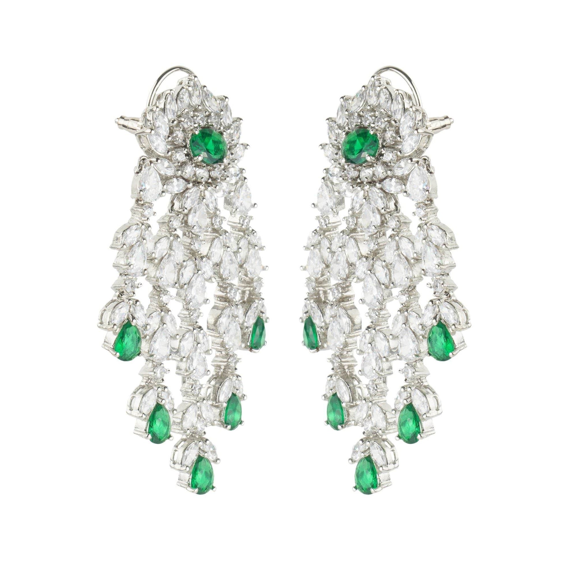 Queenly Diamonte Necklace Set - Auraa Trends