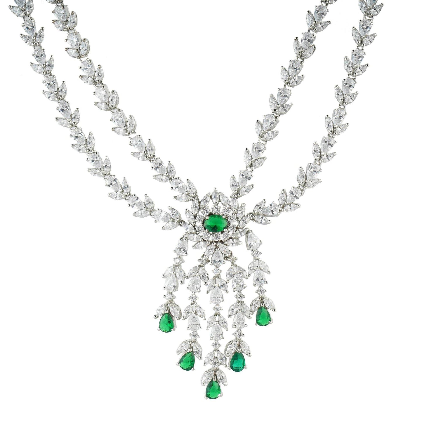 Queenly Diamonte Necklace Set - Auraa Trends