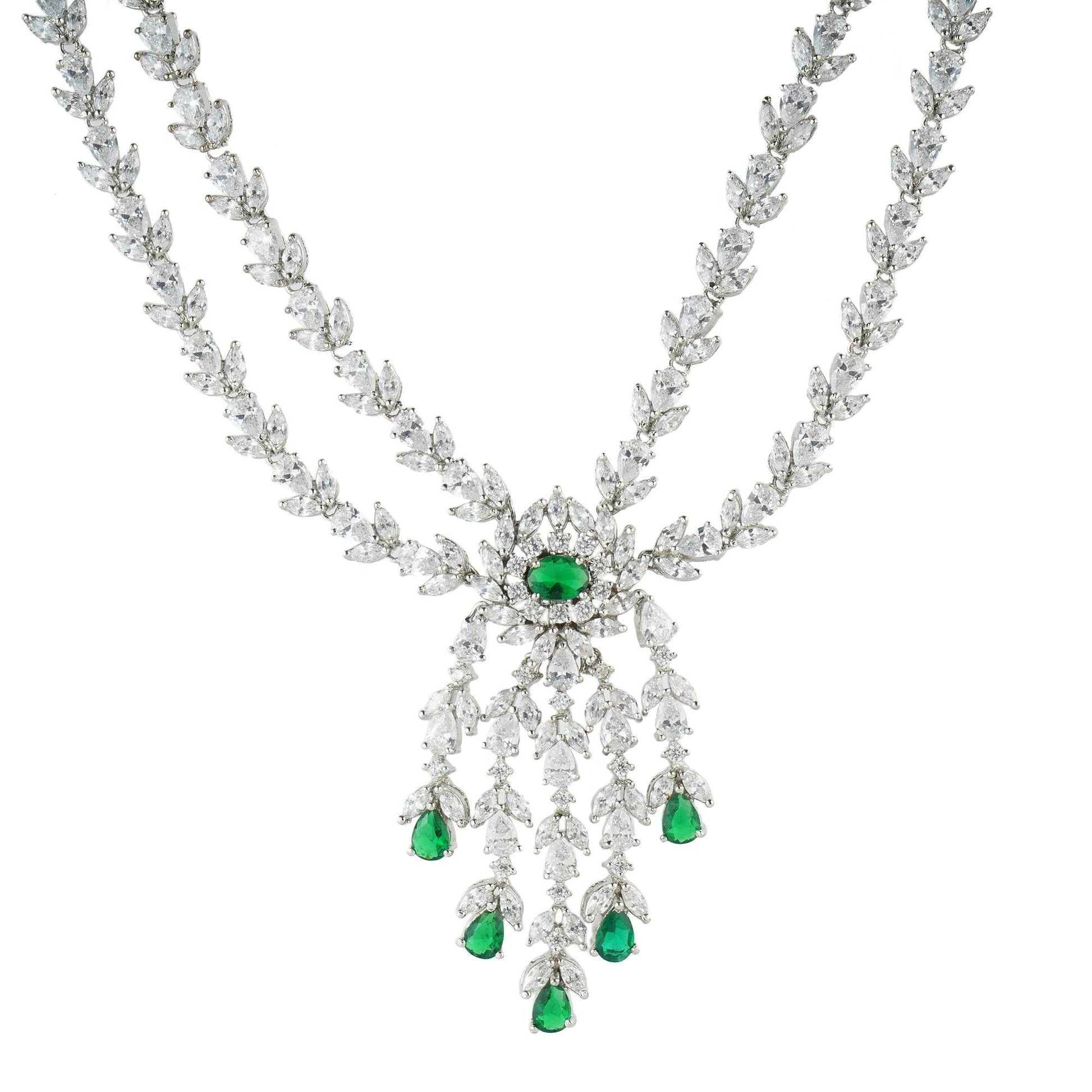 Queenly Diamonte Necklace Set - Auraa Trends