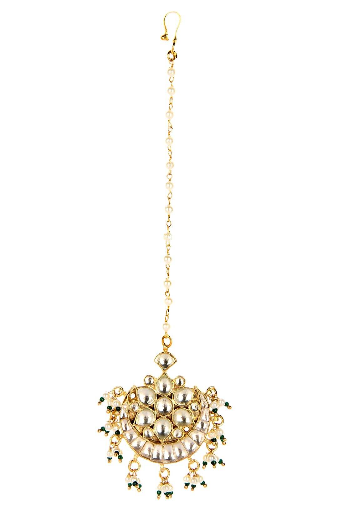 Queenly Gold Plated Kundan Maangtikka - Auraa Trends