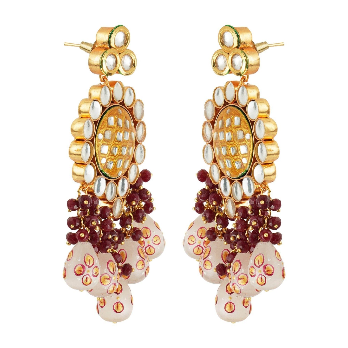 Queenly Kundan Necklace Set with Embelishments - Auraa Trends
