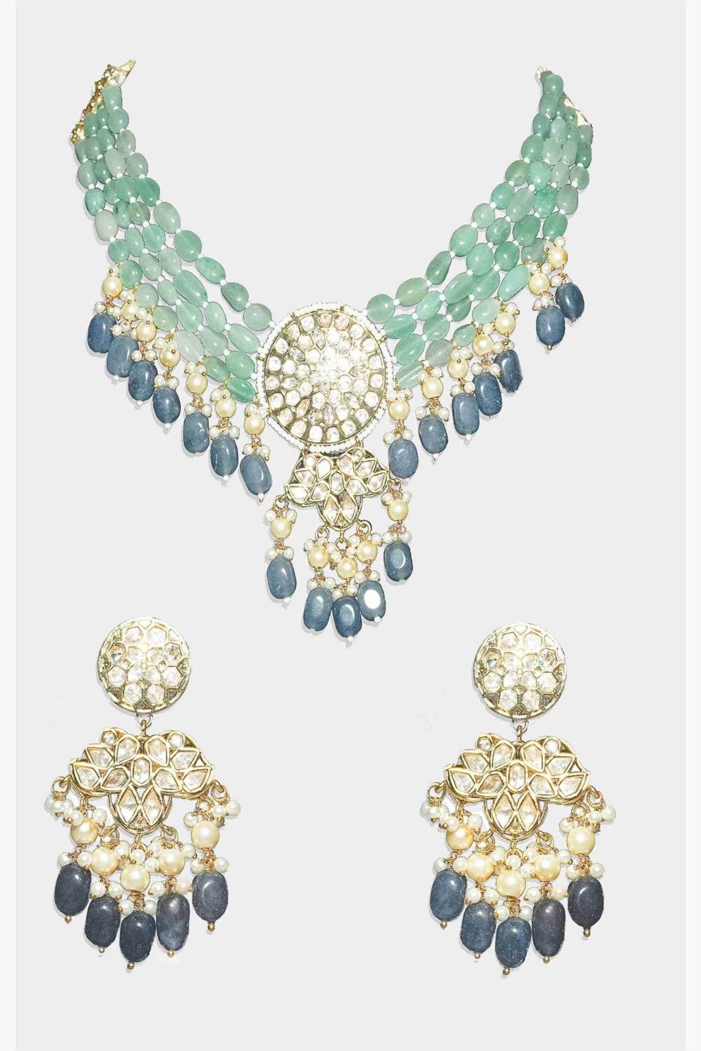 Radiant Gold Plated Kundan Necklace Set - Auraa Trends