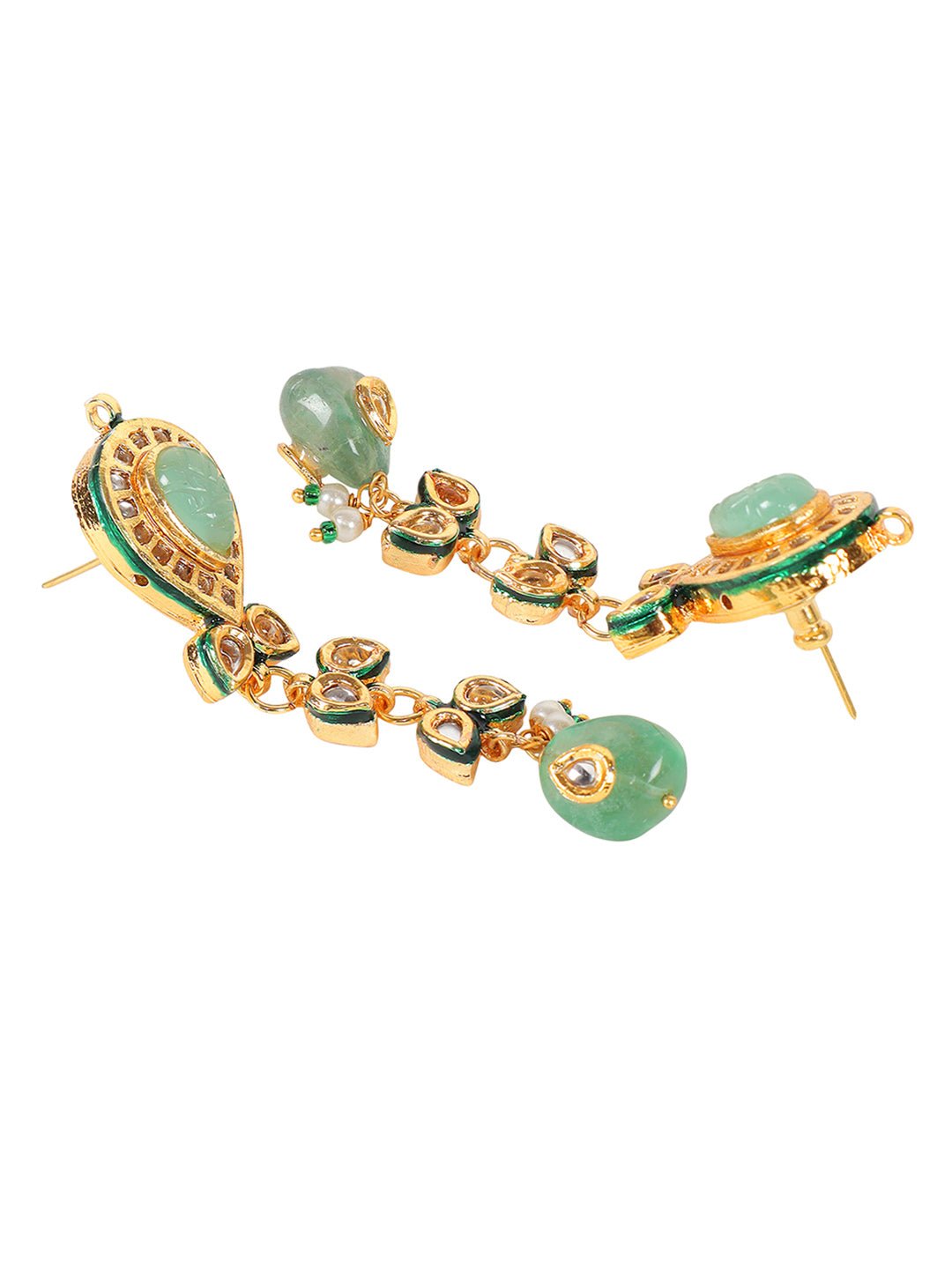Radiant Gold Plated Turquoise Blue Kundan Traditional Choker Set - Auraa Trends - Necklaces -