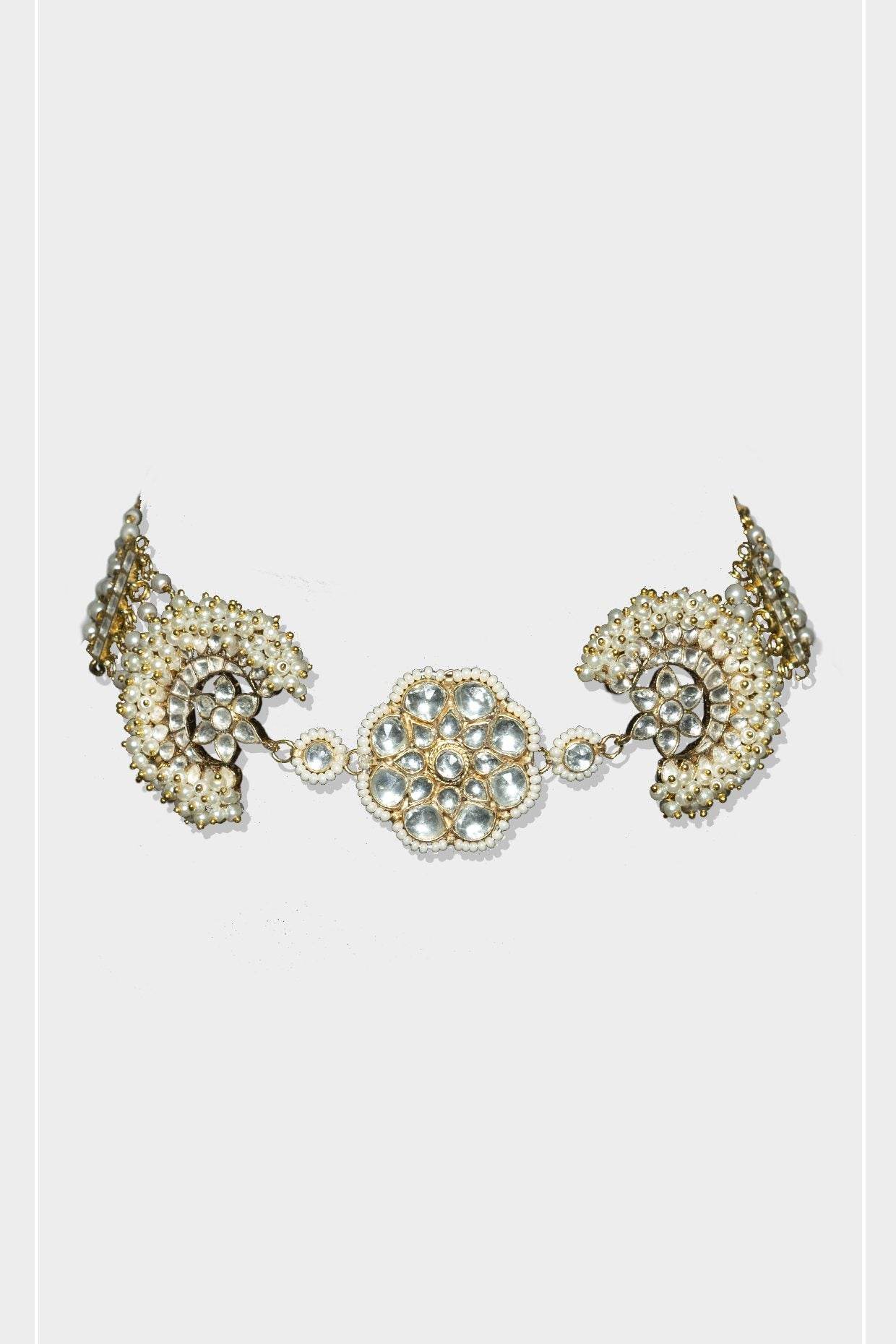 Refined Gold Plated Kundan Choker Necklace Sethttps://app.tiny-img.com/app/seo/optimize/products?page=59 - Auraa Trends