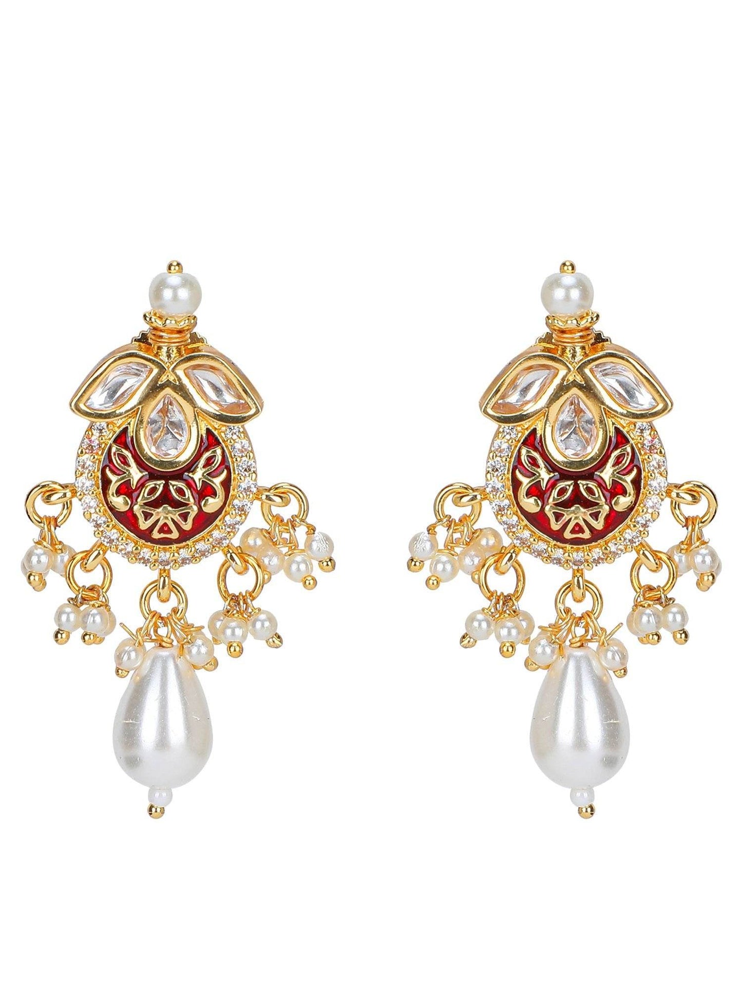 Regal Kundan Choker Set with Pearls and Earrings - Auraa Trends
