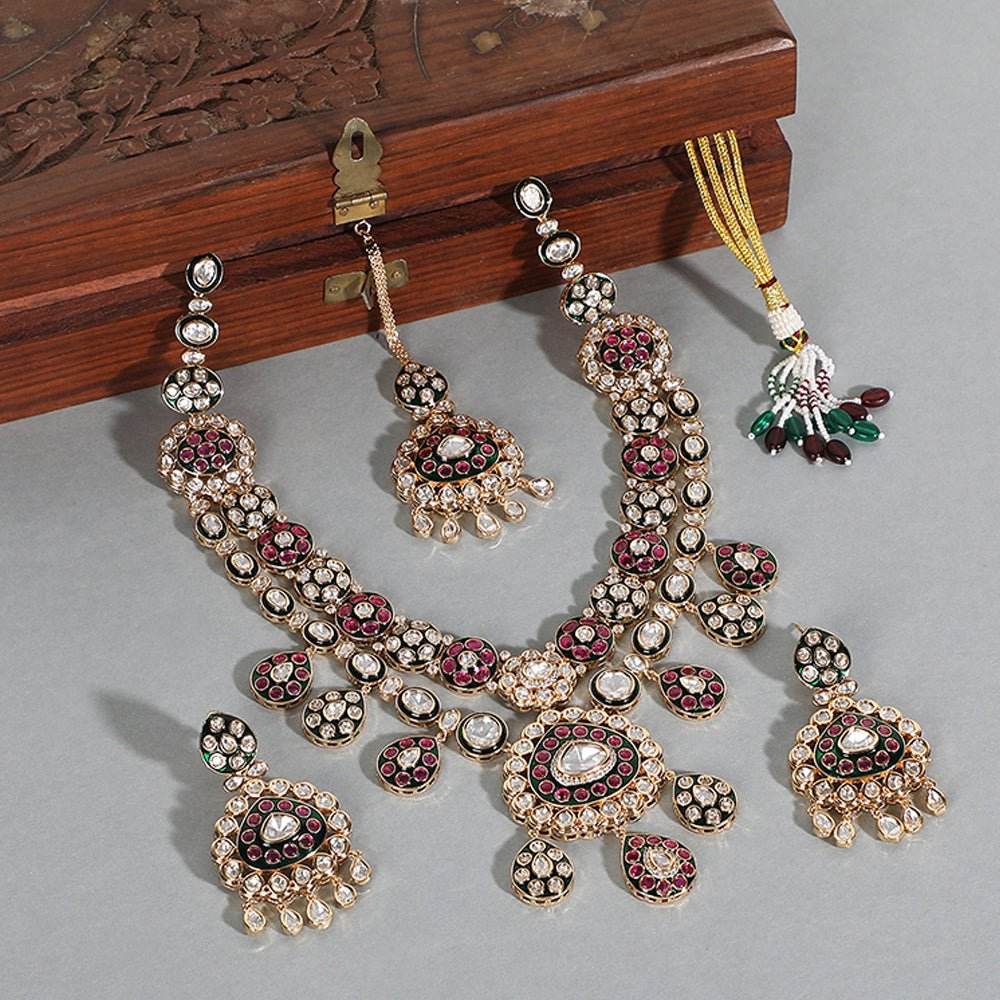 Regal Kundan & Meenakari Bridal Necklace Set - Auraa Trends