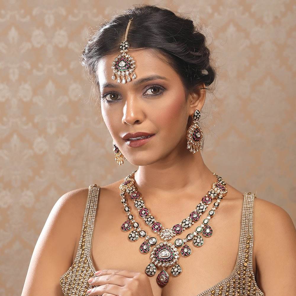 Regal Kundan & Meenakari Bridal Necklace Set - Auraa Trends