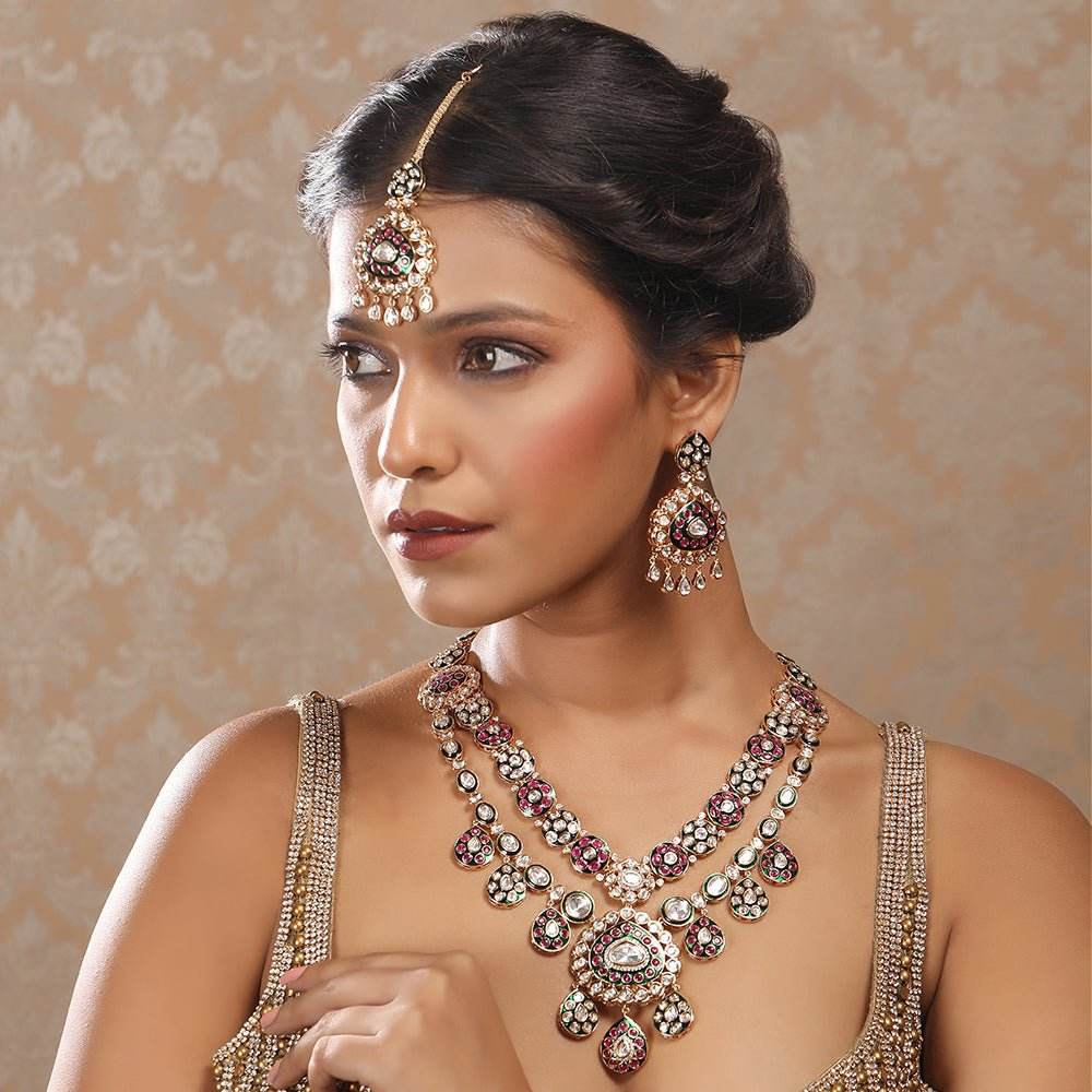 Regal Kundan & Meenakari Bridal Necklace Set - Auraa Trends