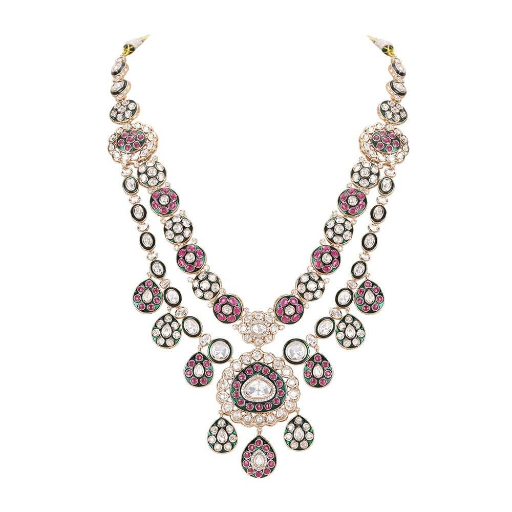 Regal Kundan & Meenakari Bridal Necklace Set - Auraa Trends