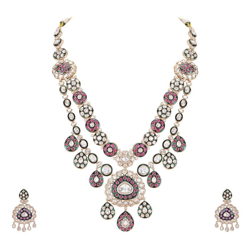 Regal Kundan & Meenakari Bridal Necklace Set - Auraa Trends
