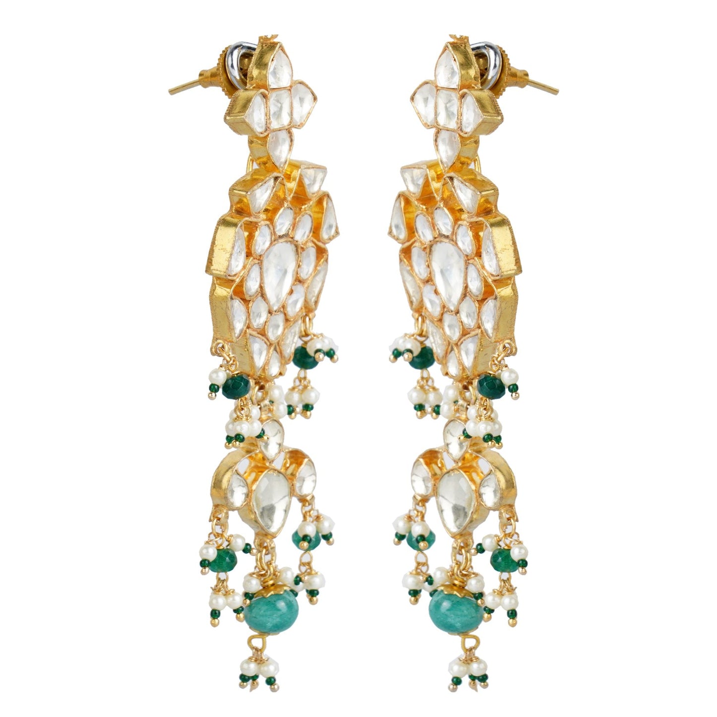 Resplendent Kundan Necklace Set with Emerald Accents - Auraa Trends - Necklaces Resplendent Kundan Necklace Set with Emerald