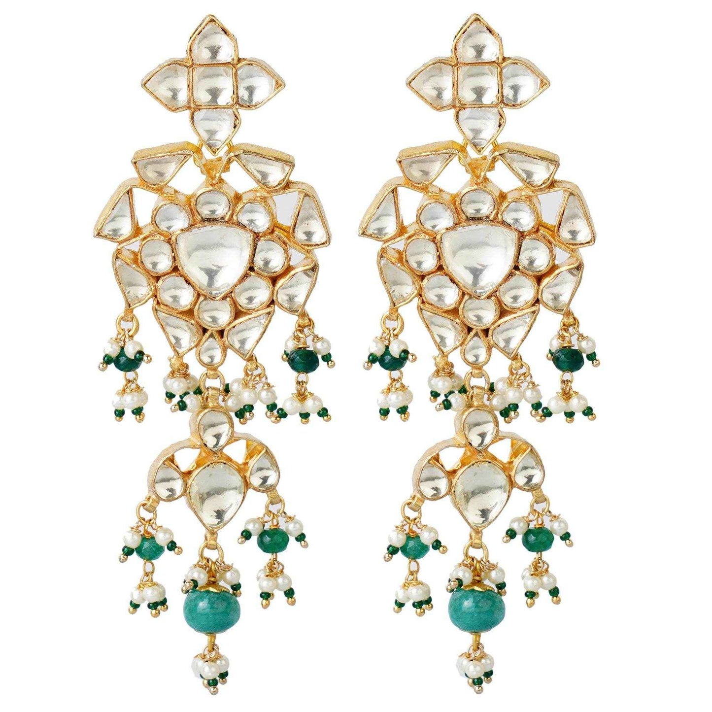 Resplendent Kundan Necklace Set with Emerald Accents