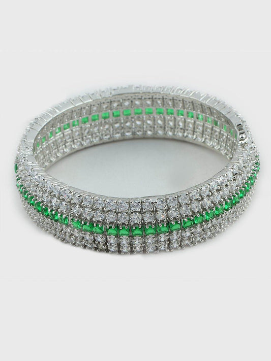 Rhodium-Plated American Diamond Bracelet - Auraa Trends