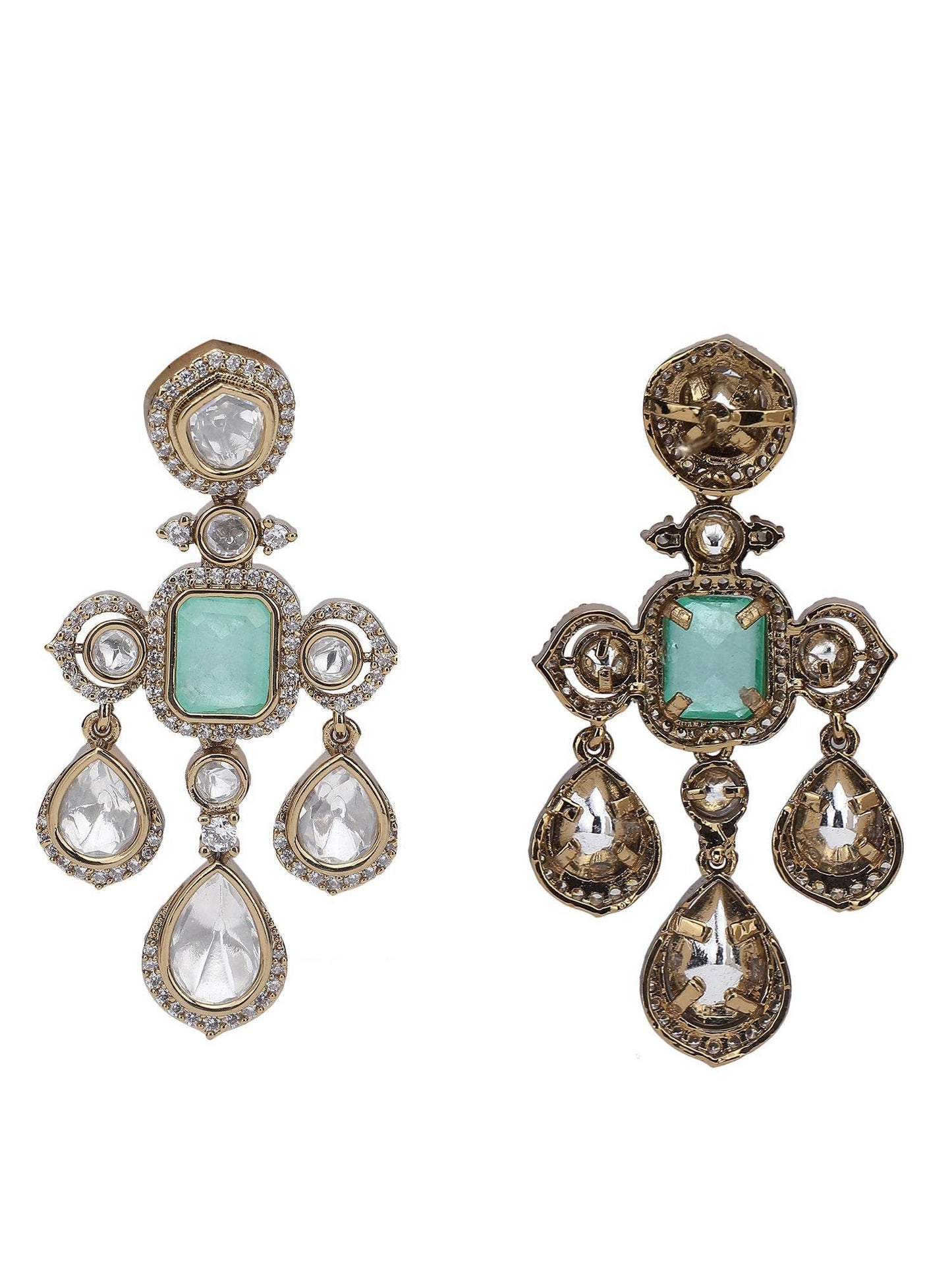 Rhodium-Plated American Diamond Zircon Contemporary Necklace Set - Auraa Trends