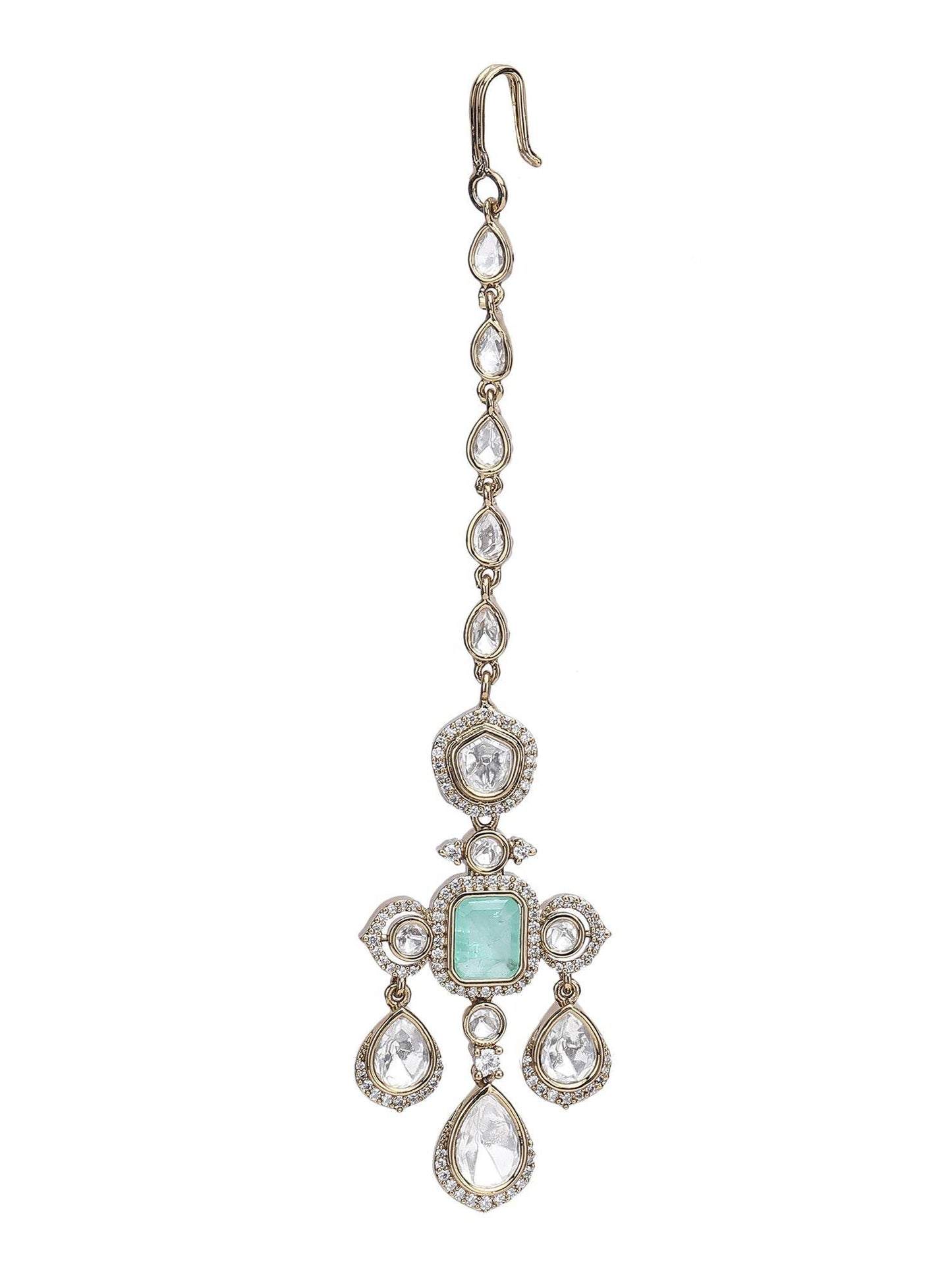 Rhodium-Plated American Diamond Zircon Contemporary Necklace Set - Auraa Trends