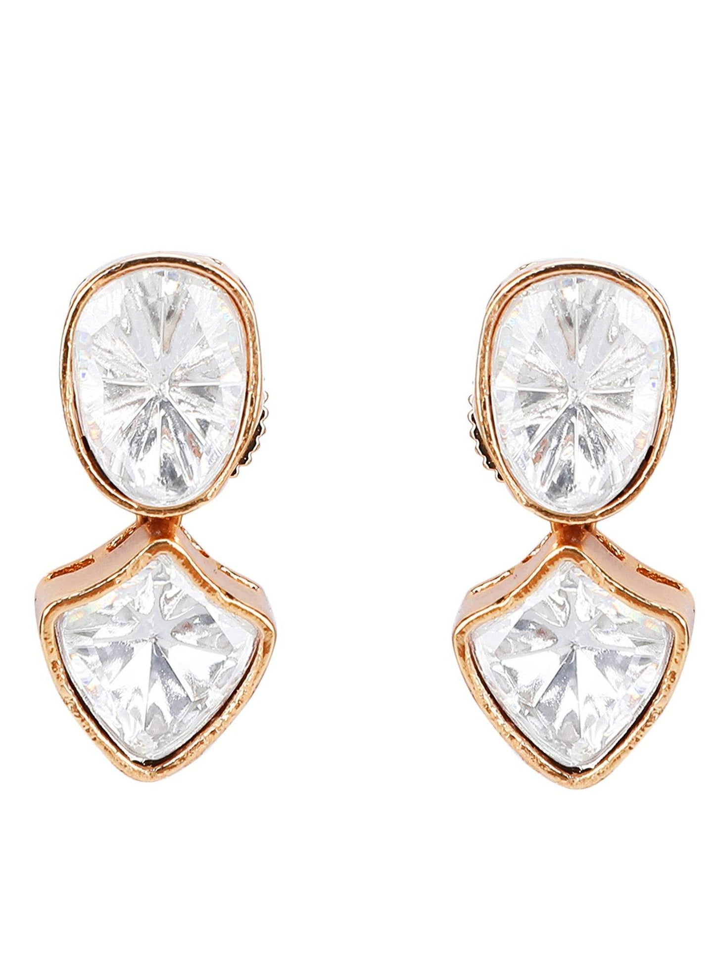 Rose Gold Solitaire Choker Set with Stud Earrings - Auraa Trends