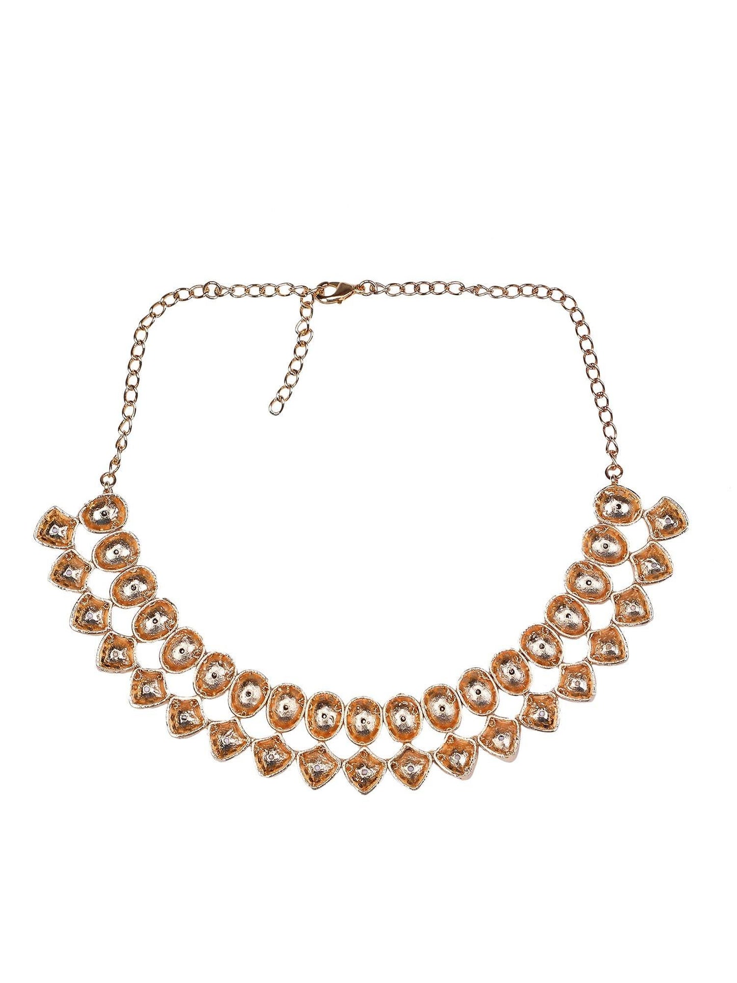Rose Gold Solitaire Choker Set with Stud Earrings - Auraa Trends