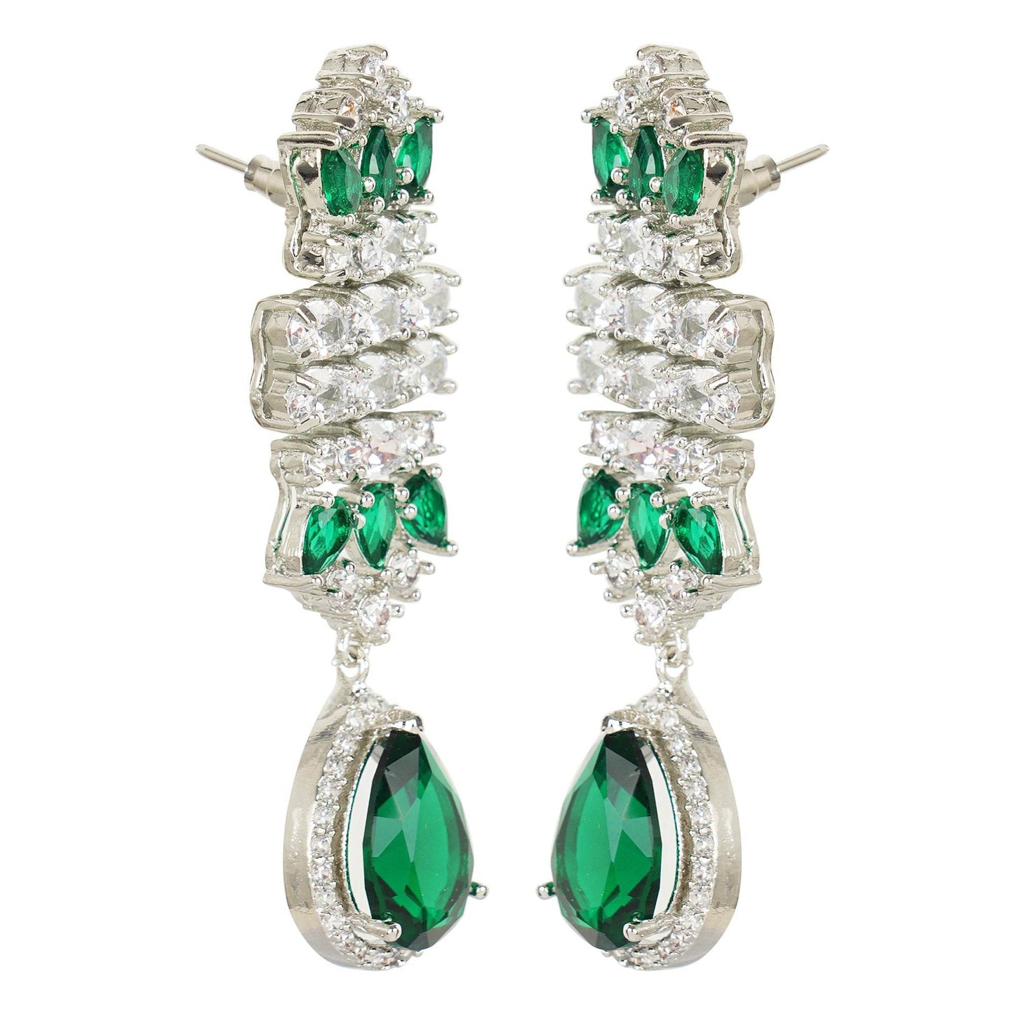 Royal Emerald Green & Diamante Choker Necklace Set - Auraa Trends