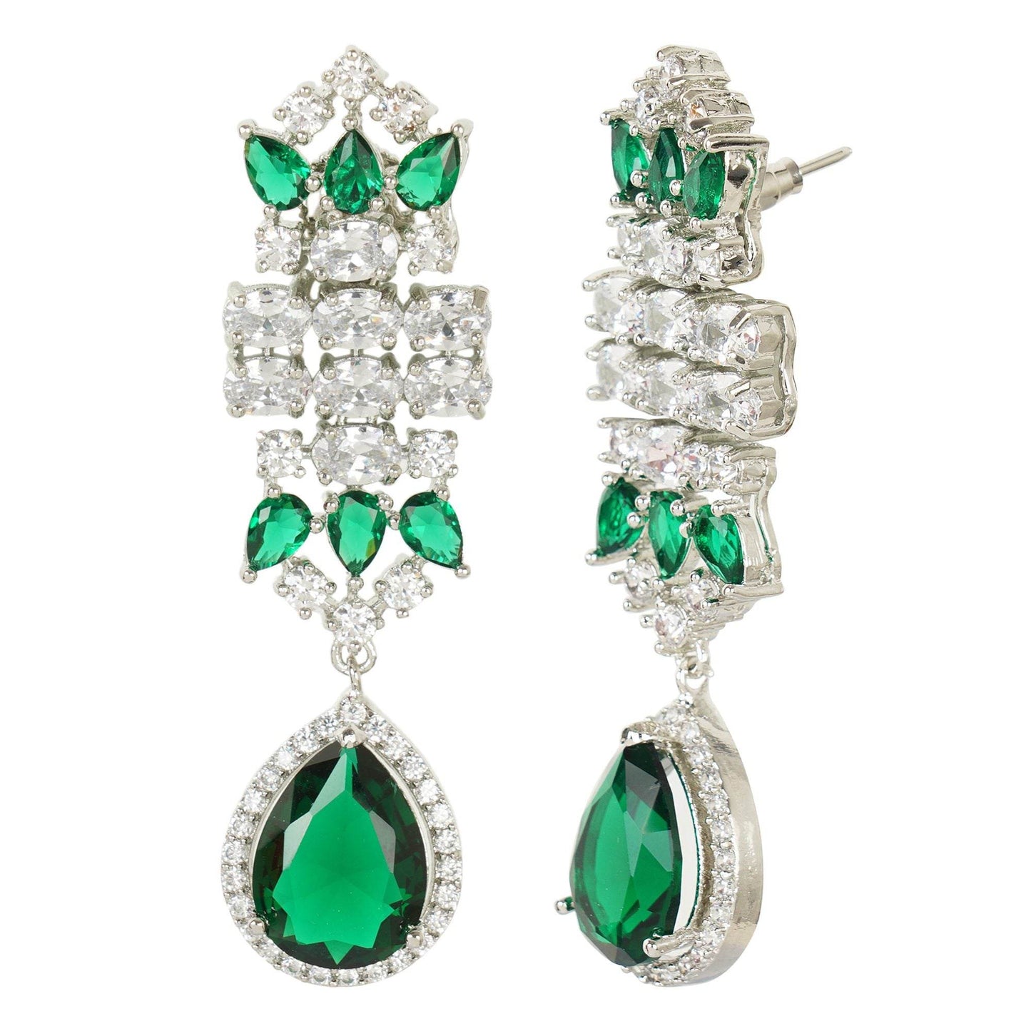 Royal Emerald Green & Diamante Choker Necklace Set - Auraa Trends