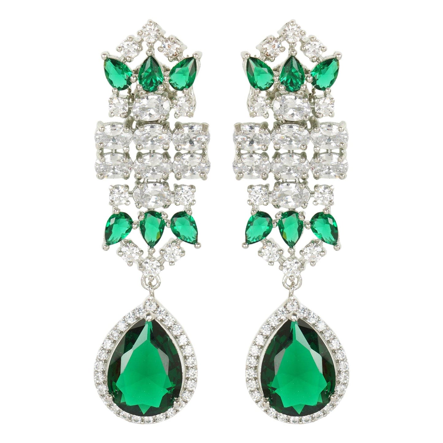 Royal Emerald Green & Diamante Choker Necklace Set - Auraa Trends