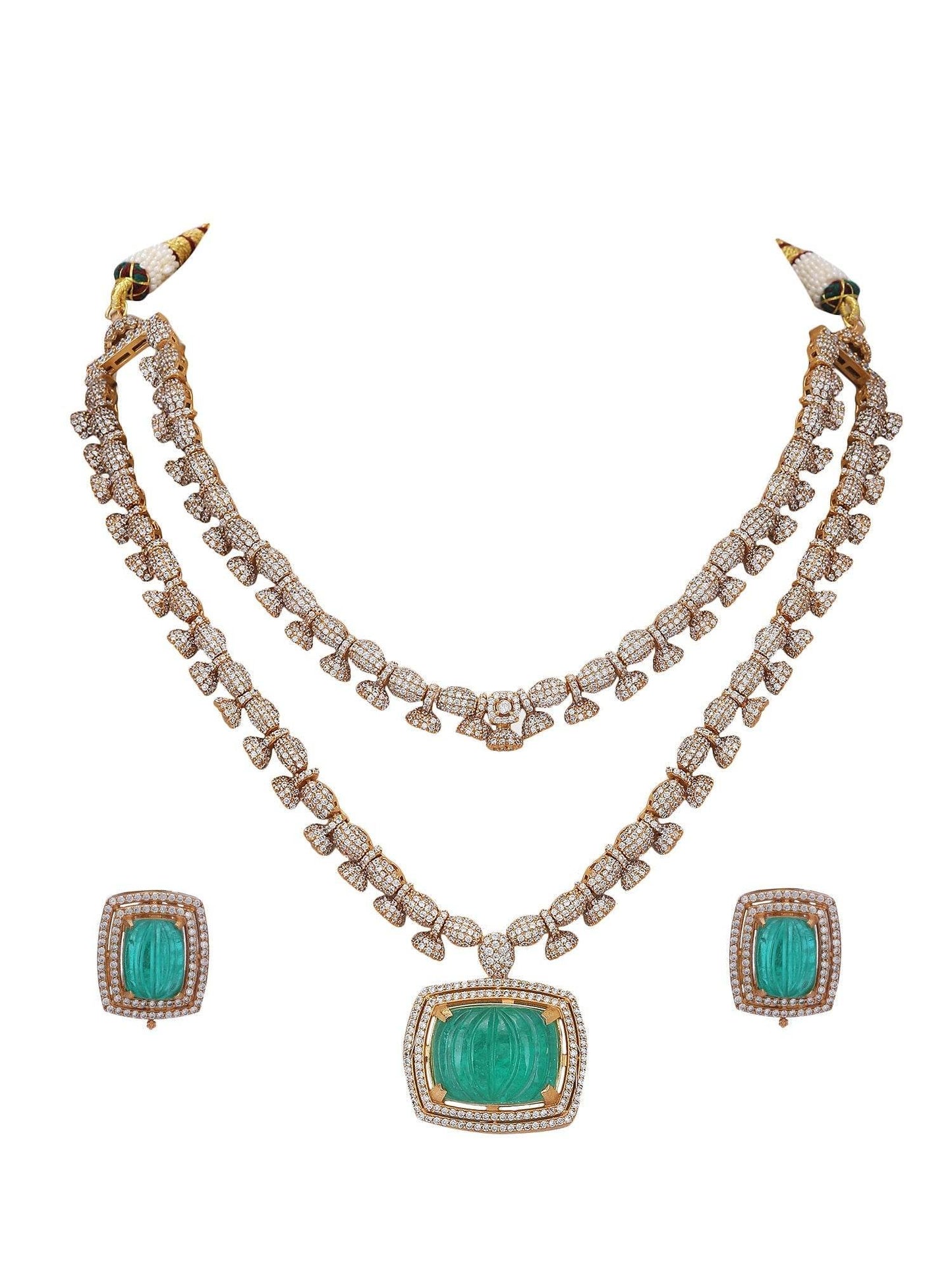 Royal Green Kundan Polki Necklace - Auraa Trends