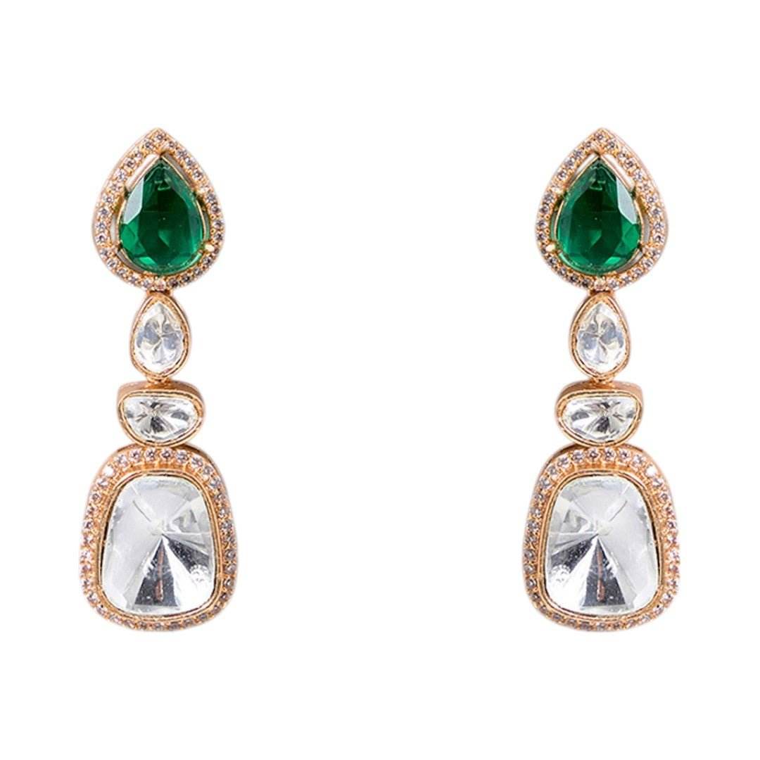 Royal Kundan and Emerald Green Pearl Choker Necklace Set with Matching Earrings - Auraa Trends