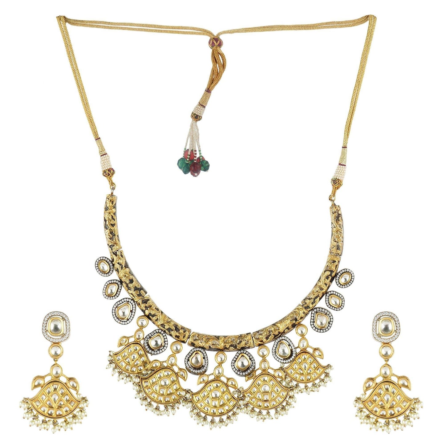 Royal Kundan Hasli Necklace Set - Auraa Trends