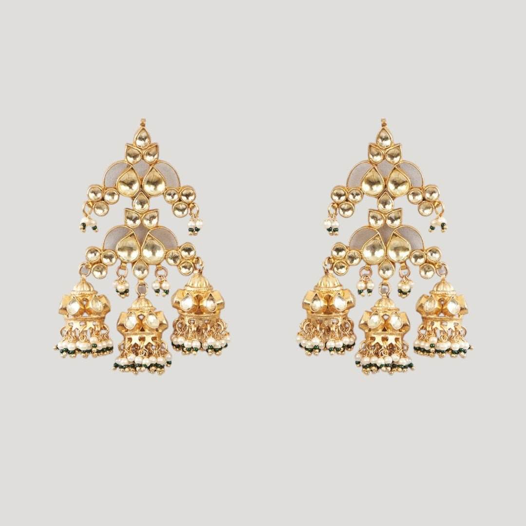 Royal Kundan Jhumka Chandbali Earrings - Auraa Trends