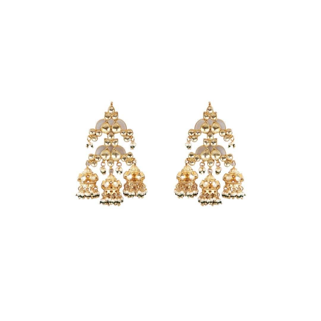 Royal Kundan Jhumka Chandbali Earrings - Auraa Trends