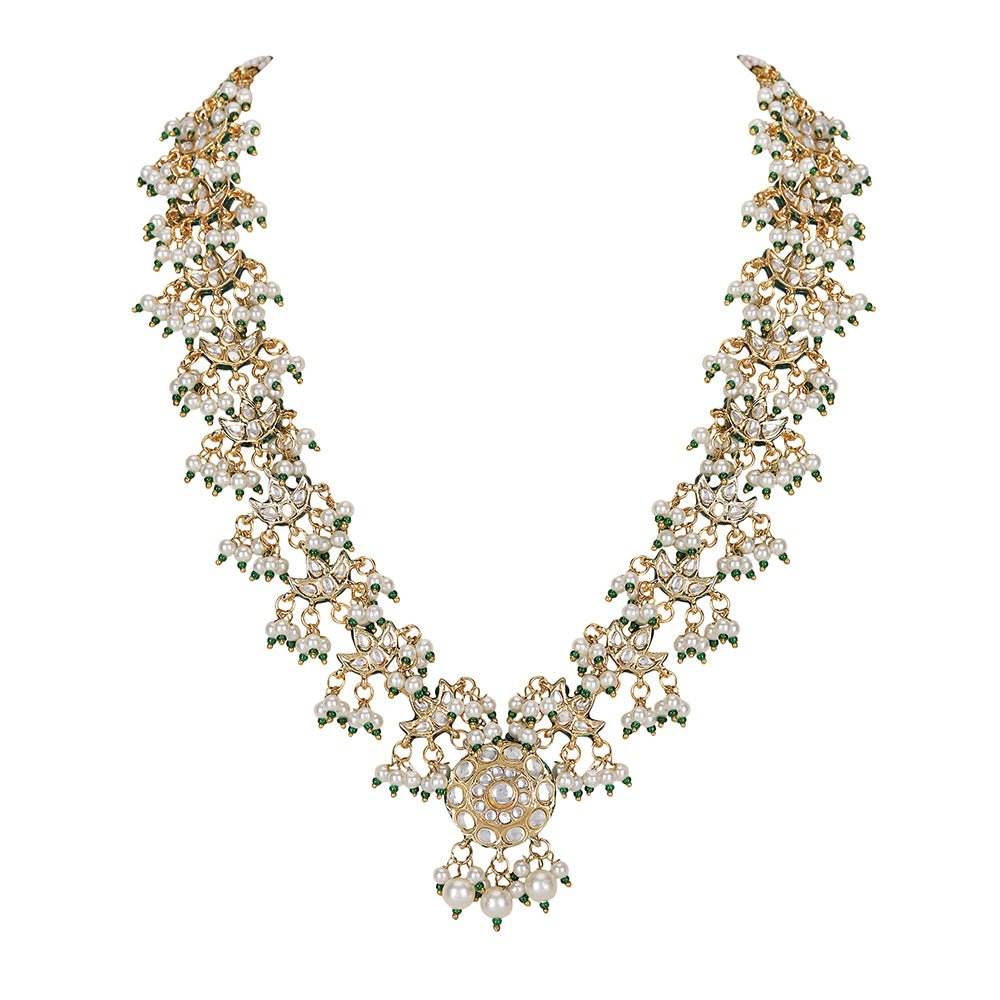 Royal Kundan & Pearl Bridal Necklace Set - Auraa Trends