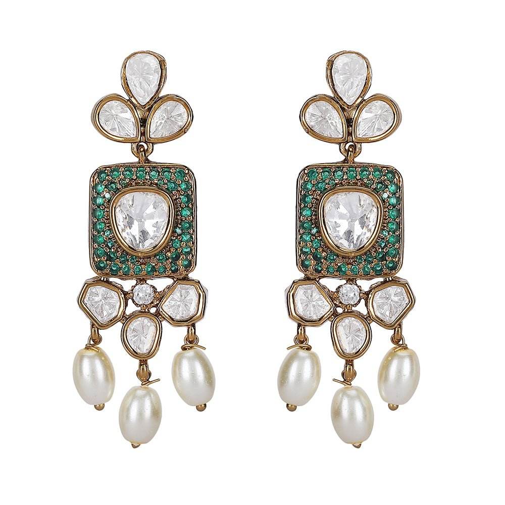 Royal Kundan Pearl Choker Necklace Set with Earrings - Auraa Trends