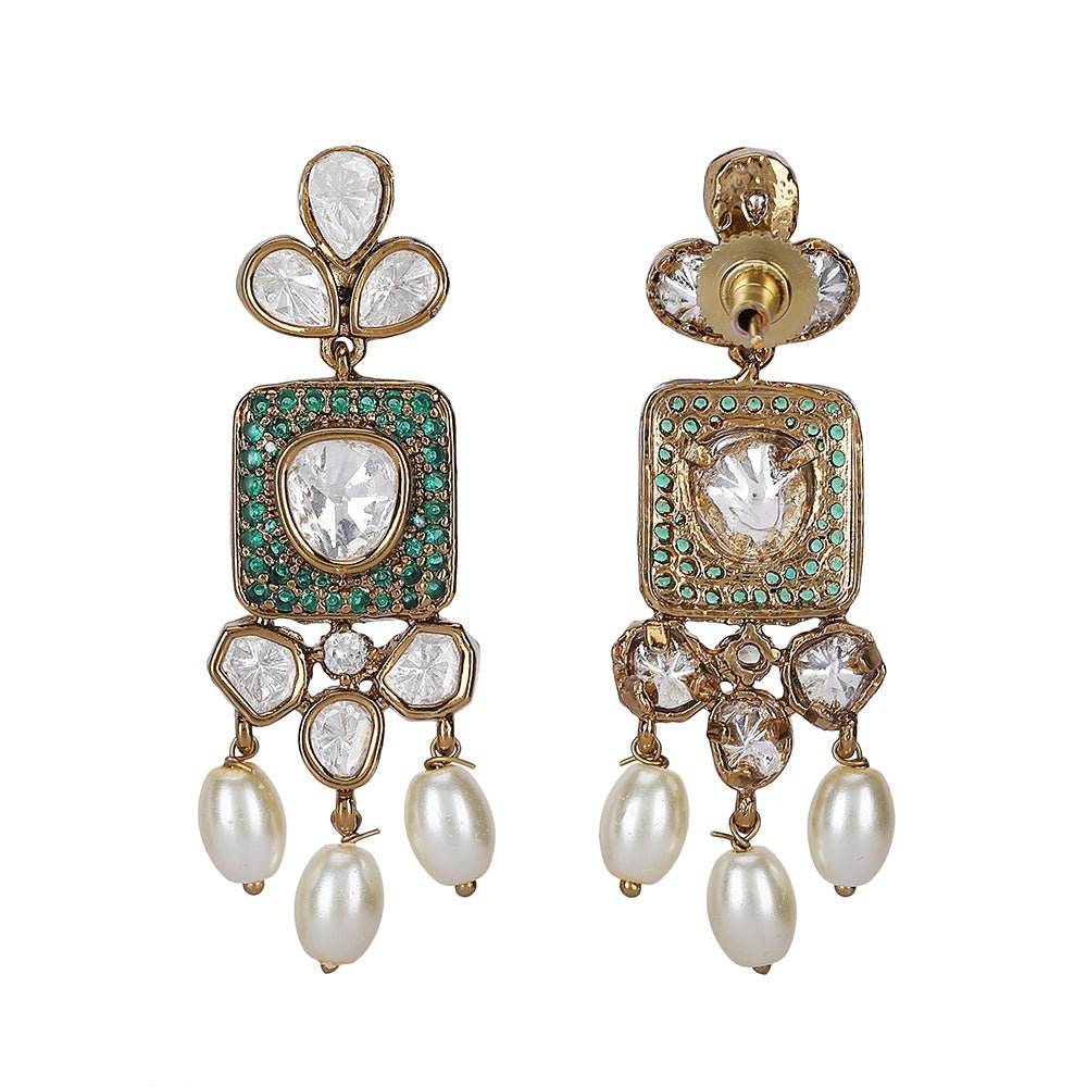 Royal Kundan Pearl Choker Necklace Set with Earrings - Auraa Trends