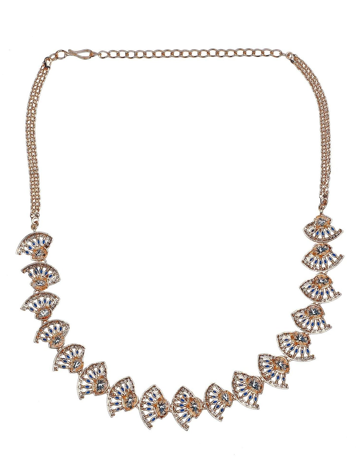 Royal Sapphire CZ Necklace Set with Dangling Earrings - Auraa Trends