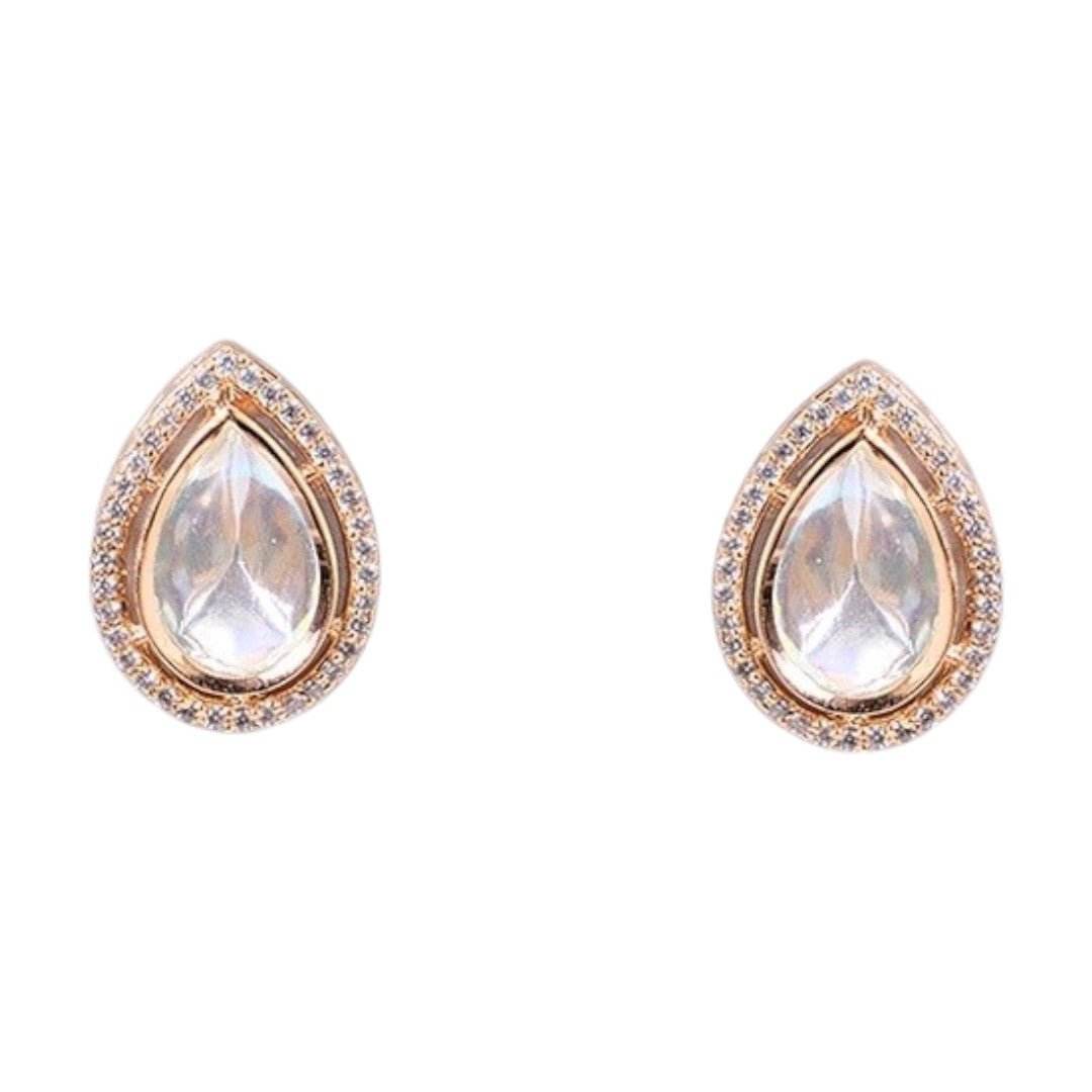 Ruby Beaded Necklace Set with Kundan Teardrop Pendant - Auraa Trends