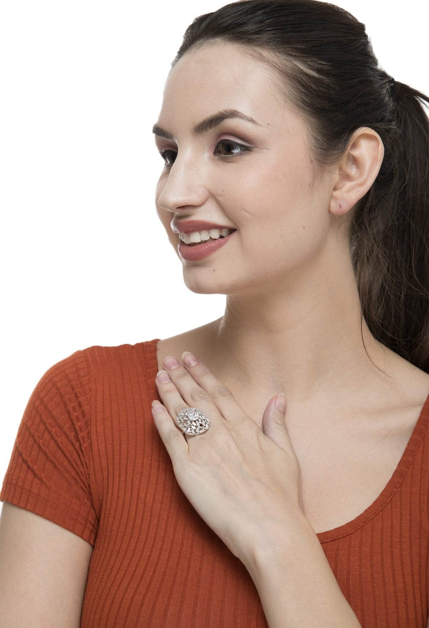 Shimmering Diamonte Ring - Auraa Trends
