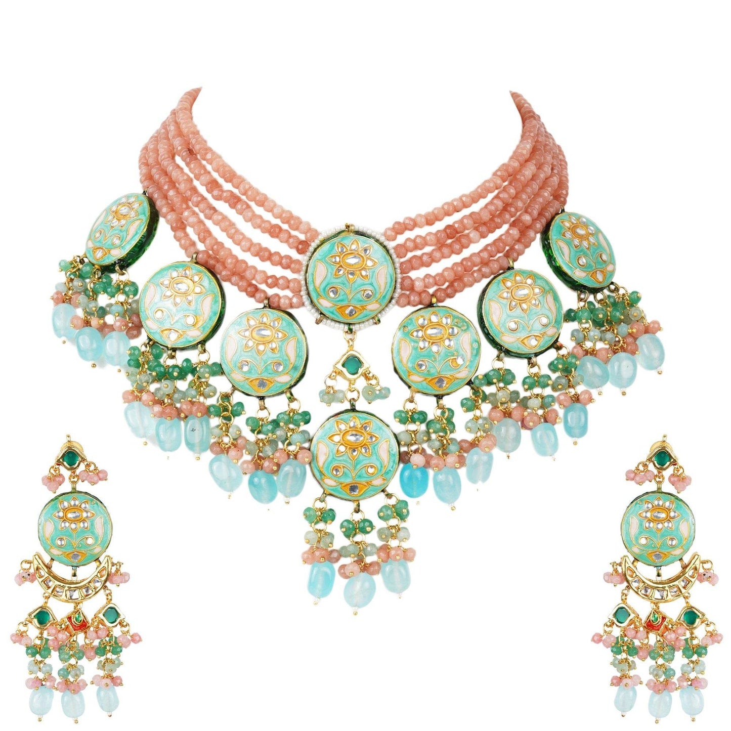 Shimmering Kundan Necklace Set - Auraa Trends