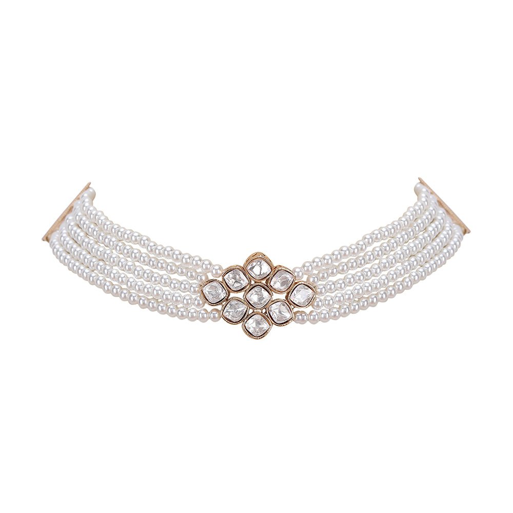 Shining Crystal Beaded Adjustable Choker Necklace & Earring Set - Auraa Trends - Choke - Order Choker Necklace & Earring Set