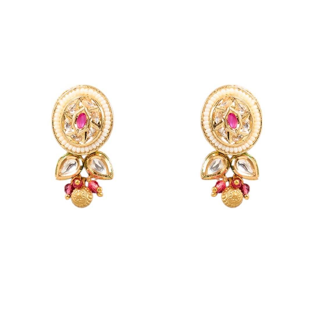 Simple Indian Wedding Bridal Jewelry Set with Kundan and Pearl Work - Auraa Trends