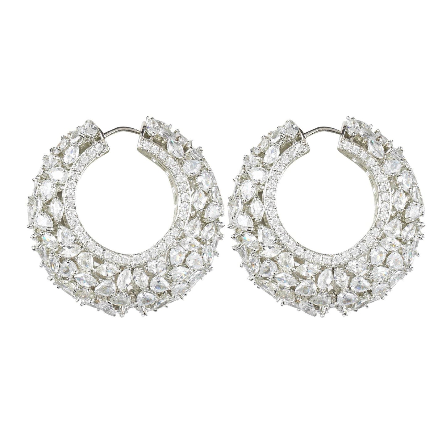Sparkling Diamonte Hoop Earrings - Auraa Trends