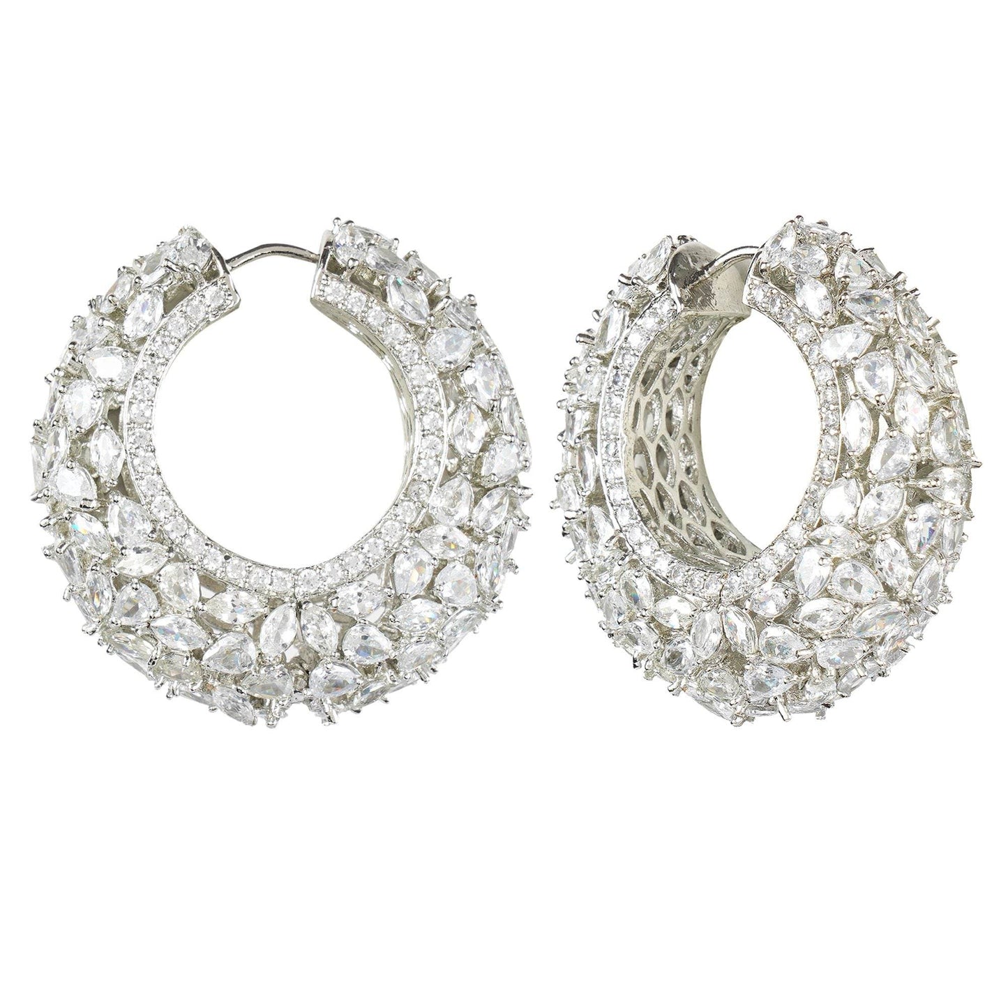 Sparkling Diamonte Hoop Earrings - Auraa Trends