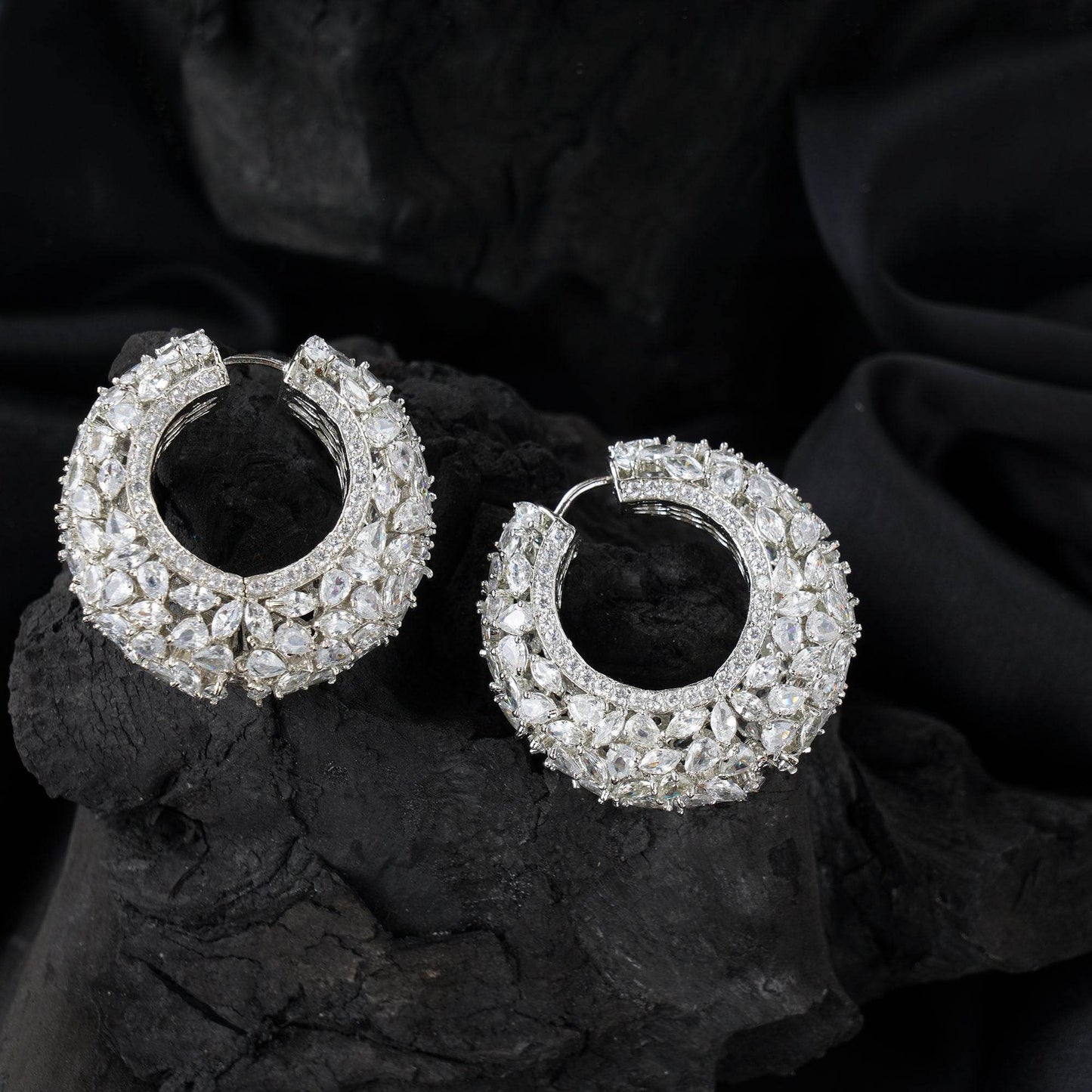 Sparkling Diamonte Hoop Earrings - Auraa Trends