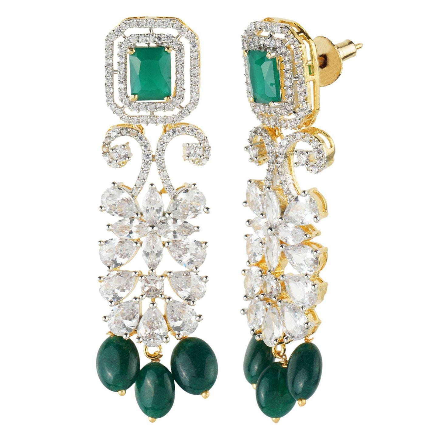 Sparkling Green Semi Precious Stones Emerald Choker - Auraa Trends