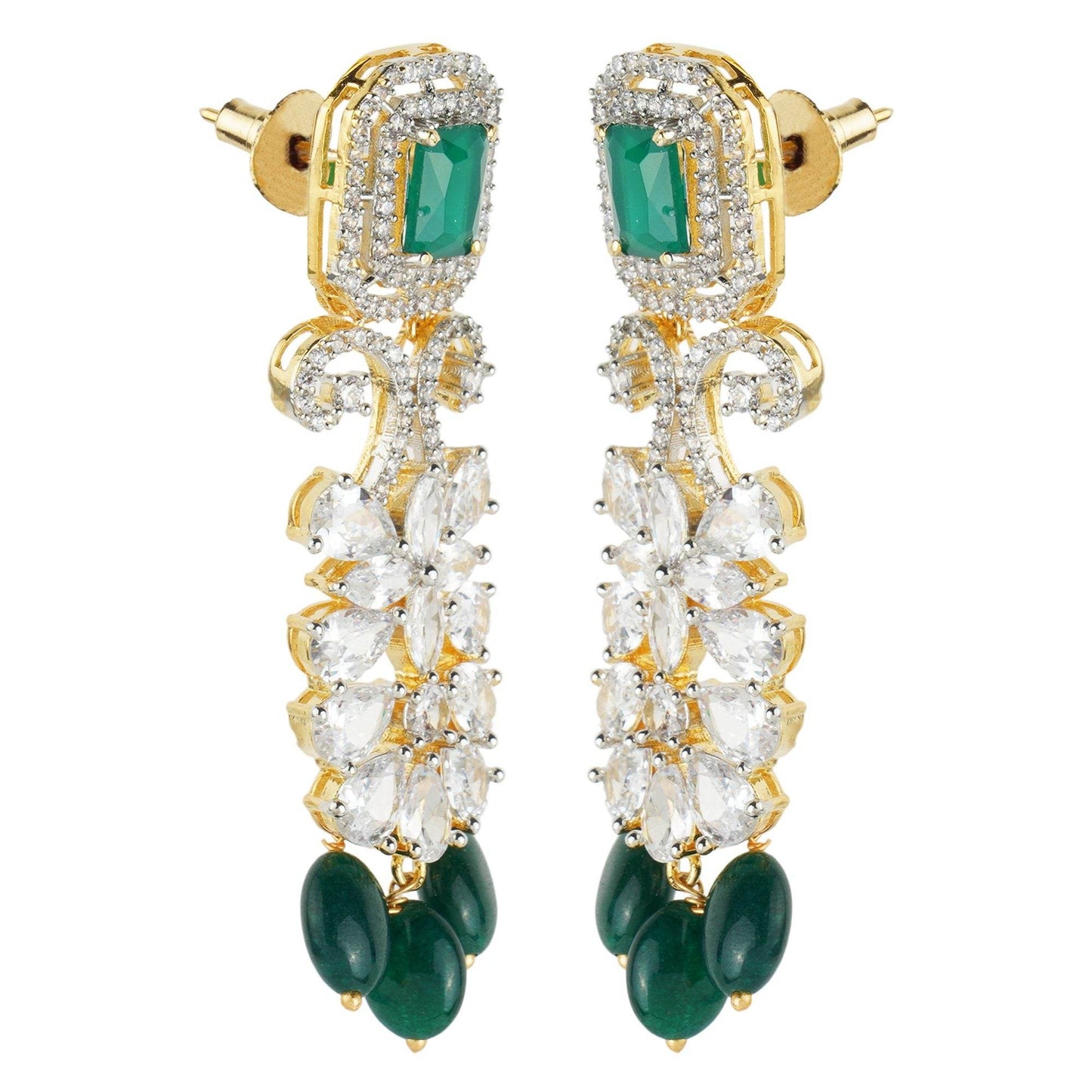 Sparkling Green Semi Precious Stones Emerald Choker - Auraa Trends