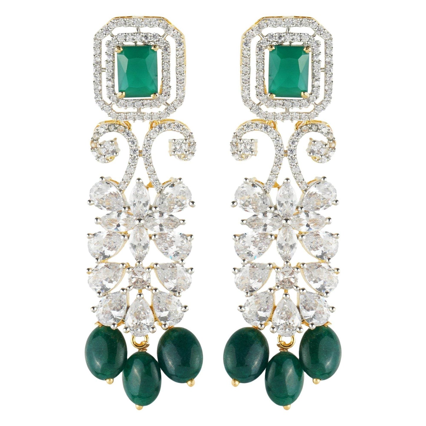 Sparkling Green Semi Precious Stones Emerald Choker - Auraa Trends