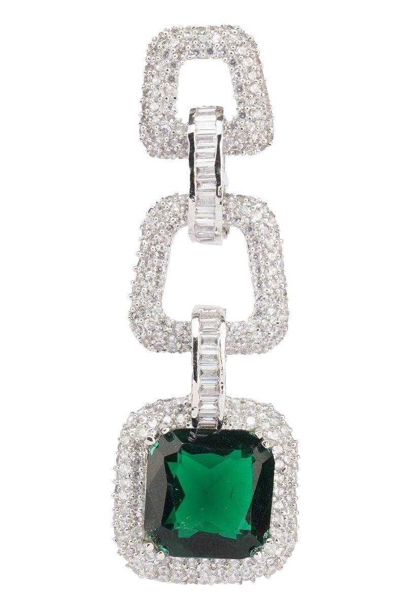 Splendid Rhodium Finish Diamonte Necklace Set - Auraa Trends